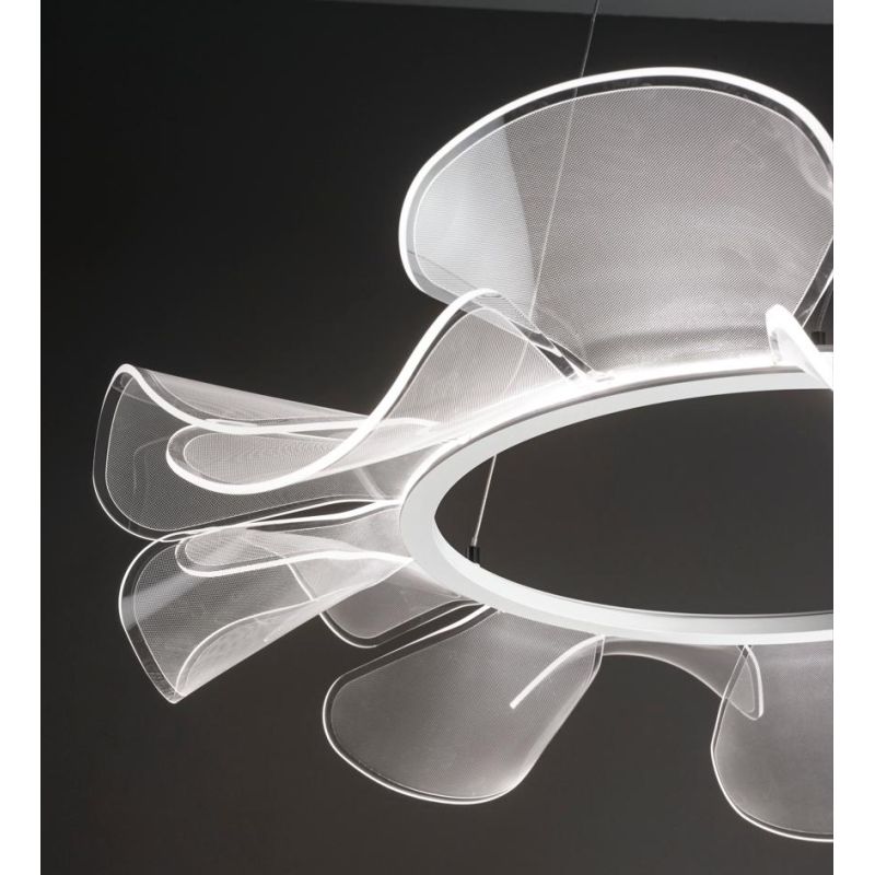 3626-45 SYLVIE SOSPENSIONE ULTRA MODERNA BIANCA LED 30W DIAMETRO CM 76 DI FABAS LUCE Fabas Luce - Cristalensi Shop Online