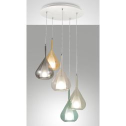 3481-49 LILA LAMPADARIO A SOSPENSIONE IN VETRO CON 5 PUNTI LUCE DELLA FABAS LUCE Fabas Luce - Cristalensi Shop Online