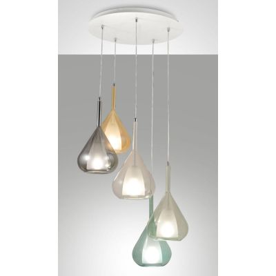 3481-49 LILA LAMPADARIO A SOSPENSIONE IN VETRO CON 5 PUNTI LUCE DELLA FABAS LUCE Fabas Luce - Cristalensi Shop Online
