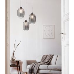 3519-47 INFINITY LAMPADARIO A SOSPENSIONE MODERNO IN VETRO FUME CON 3 PUNTI LUCE DELLA FABAS LUCE Fabas Luce - Cristalensi Shop