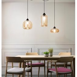 3496-47 FIONA SOSPENSIONE MODERNA A 3 LUCI CON DECENTRAMENTO AMBRA O FUME DI FABAS LUCE Fabas Luce - Cristalensi Shop Online