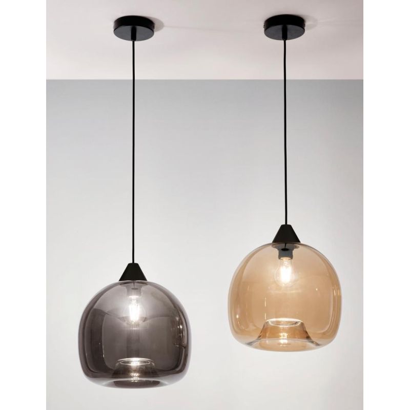 3490-40 MAIA SOSPENSIONE AD UNA SOLA LUCE MODERNA IN VETRO SOFFIATO AMBRA O FUME DELLA FABAS LUCE Fabas Luce - Cristalensi Shop
