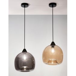 3490-40 MAIA SOSPENSIONE AD UNA SOLA LUCE MODERNA IN VETRO SOFFIATO AMBRA O FUME DELLA FABAS LUCE Fabas Luce - Cristalensi Shop