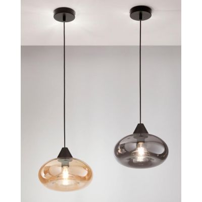 3489-40 ELA SOSPENSIONE AD UNA SOLA LUCE MODERNA IN VETRO SOFFIATO AMBRA O FUME DI FABAS LUCE Fabas Luce - Cristalensi Shop Onli