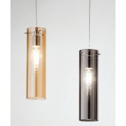 3480-40 SINTESI SOSPENSIONE CILINDRICA AD UNA SOLA LUCE IN VETRO AMBRA O FUME DELLA FABAS LUCE Fabas Luce - Cristalensi Shop Onl