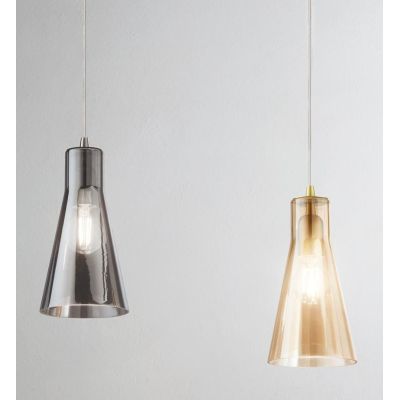 3596-40 DAFNE LAMPADARIO A SOSPENSIONE MODERNA IN VETRO CON UNA SOLA LUCE AMBRA FUME DI FABAS LUCE Fabas Luce - Cristalensi Shop