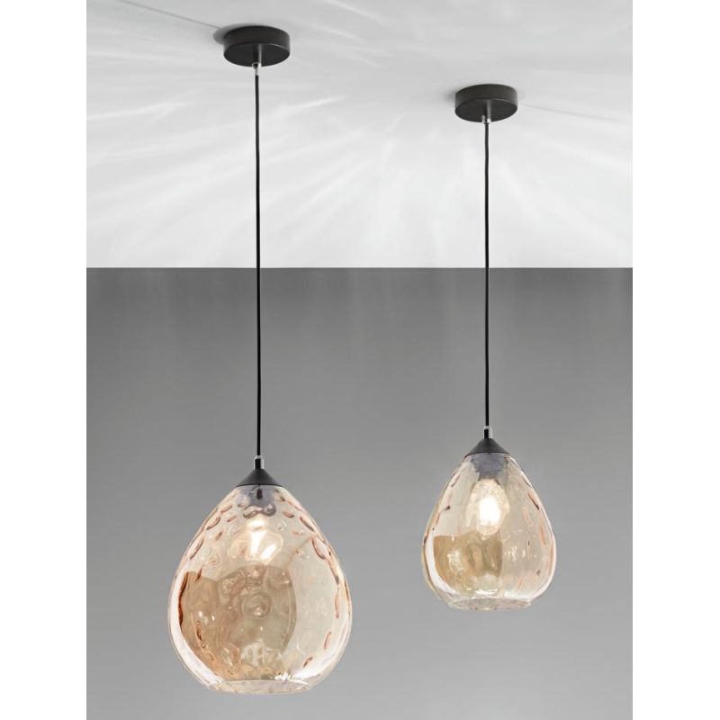 3518-40 GISELLA SOSPENSIONE AD UNA LUCE IN VETRO SOFFIATO AMBRATO DIAMETRO 20 CM DI FABAS LUCE Fabas Luce - Cristalensi Shop Onl