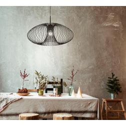 FASSA SOSPENSIONE VINTAGE CON GABBIA APERTA IN METALLO VERNICIATO NERO O ORO OPACO ATTACCO E27 CRISTALENSI - Cristalensi Shop On 2