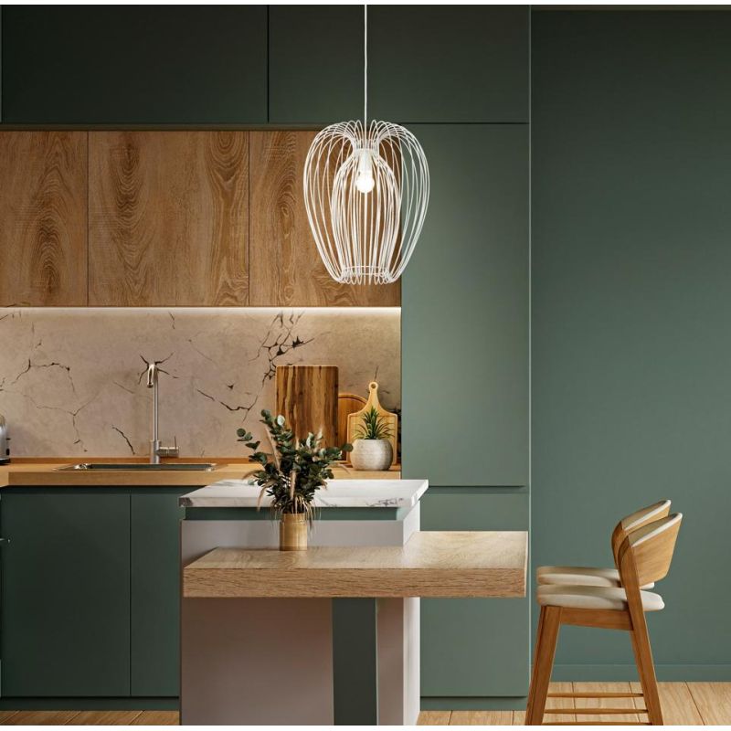 CAMP SOSPENSIONE PICCOLA VINTAGE A GABBIA APERTA D25 CM METALLO NERO,BIANCO O ORO ATTACCO E27 CRISTALENSI - Cristalensi Shop Onl