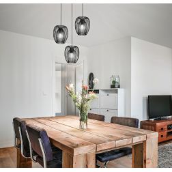 CAMP SOSPENSIONE VINTAGE A 3 LUCI DIFFUSORI A GABBIA APERTA METALLO NERO,BIANCO O ORO ATTACCO E27 CRISTALENSI - Cristalensi Shop