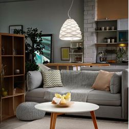 3533-45 DUCHESSA LAMPADA A SOSPENSIONE MODERNA A CAMPANA BIANCA DIAMETRO CM 30 DI FABAS LUCE Fabas Luce - Cristalensi Shop Onlin