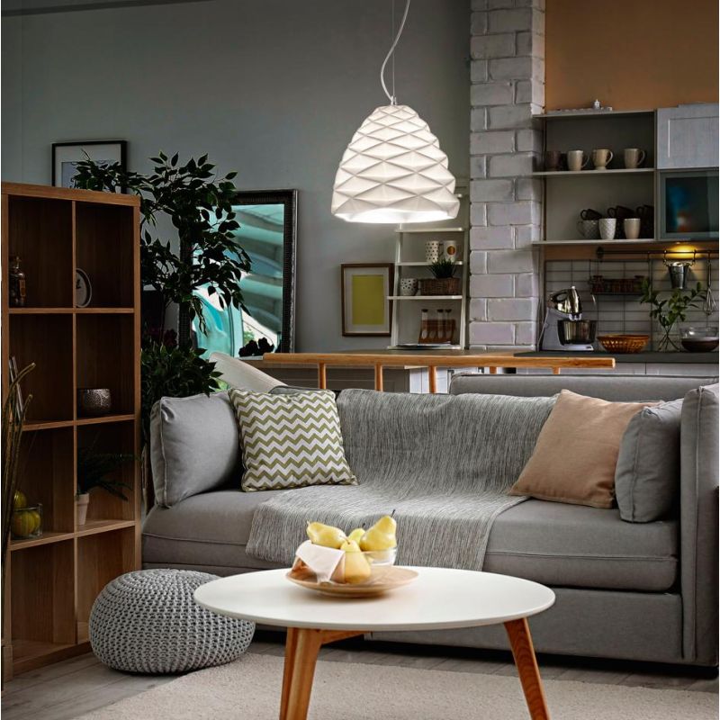 3533-45 DUCHESSA LAMPADA A SOSPENSIONE MODERNA A CAMPANA BIANCA DIAMETRO CM 30 DI FABAS LUCE Fabas Luce - Cristalensi Shop Onlin