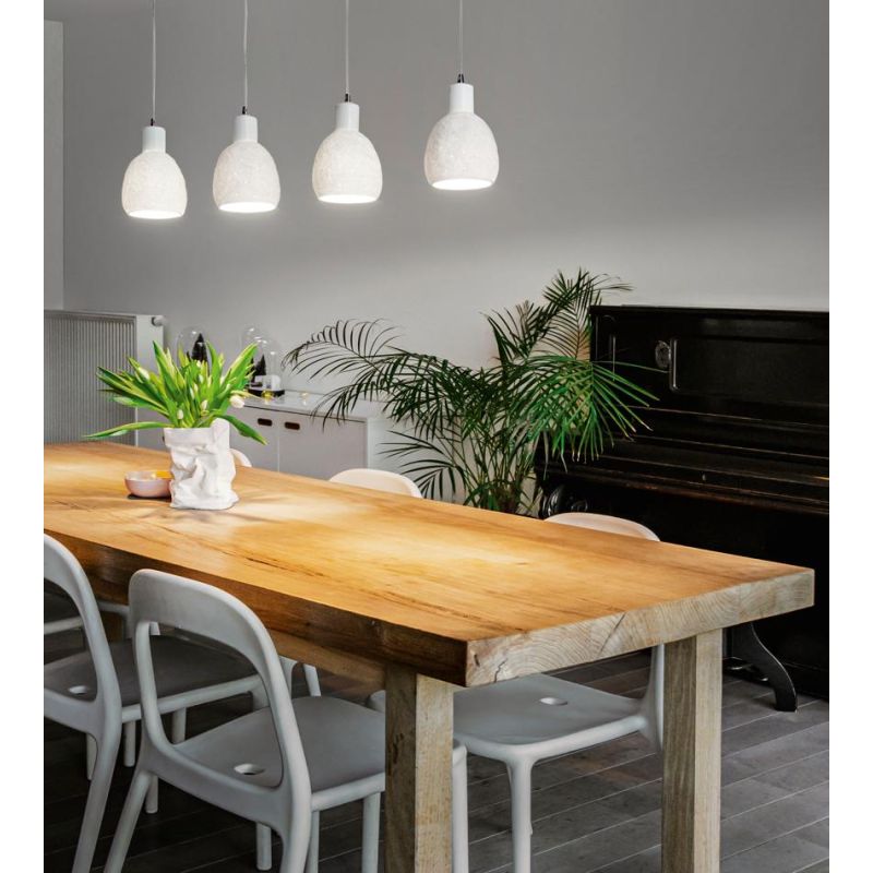 3534-49 MARINA SOSPENSIONE A BINARIO IN CERAMICA 4 LUCI BIANCO DAL DESIGN MODERNO DI FABAS LUCE Fabas Luce - Cristalensi Shop On