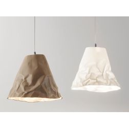 3535-40 CRUMPLE LAMPADARIO A SOSPENSIONE MODERNO BIANCO E KAKI EFFETTO STROPICCIATO DI FABAS LUCE Fabas Luce - Cristalensi Shop