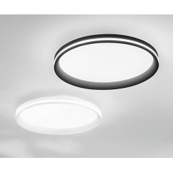ISY PLAFONIERA ROTONDA 3 MISURE IN METALLO NERO O BIANCO LED INTEGRATO DIMMERABILE INTERRUTTORE CCT