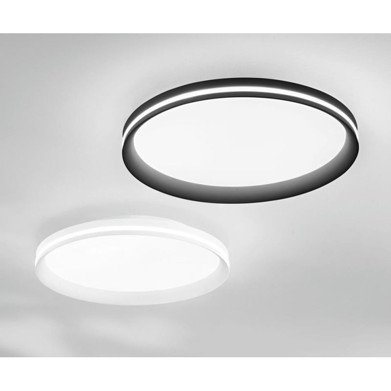 ISY PLAFONIERA ROTONDA 3 MISURE IN METALLO NERO O BIANCO LED INTEGRATO DIMMERABILE INTERRUTTORE CCT