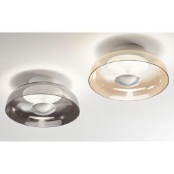 3463-61 VINTAGE PLAFONIERA MODERNA IN VETRO SOFFIATO AMBRA O FUME LED 15W DIMMERABILE DI FABAS LUCE Fabas Luce - Cristalensi Sho