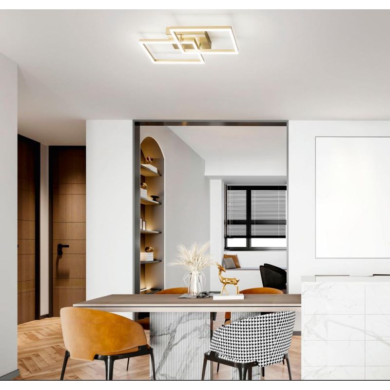 3394-65 BARD PLAFONIERA MODERNA 5 COLORI CON DUE QUADRATI LUMINOSI LED 52W DI FABAS LUCE Fabas Luce - Cristalensi Shop Online