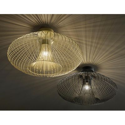 FASSA PLAFONIERA VINTAGE CON GABBIA APERTA IN METALLO VERNICIATO NERO O ORO OPACO ATTACCO E27 CRISTALENSI - Cristalensi Shop Onl