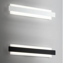 3558-22 REGOLO APPLIQUE LINEARE MODERNA LED 21W IN VETRO E ALLUMINIO NERO E BIANCO DI FABAS LUCE Fabas Luce - Cristalensi Shop O