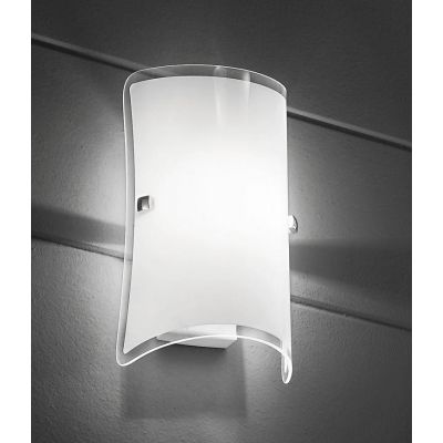 MILTON APPLIQUE IN VETRO SATINATO BIANCO 2 MISURE DESIGN MODERNO LAMPADINA ATTACCO E27