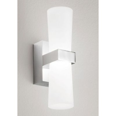 IGLESIAS APPLIQUE MODERNA IP44 LED 8W LUCE 3000K METALLO CROMO E DIFFUSORE BIANCO ALTEZZA CM 22