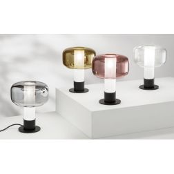 FLICK LAMPADA DA TAVOLO IN VETRO 4 COLORI TOUCH DIMMER DESIGN MODERNO LAMPADINA E14