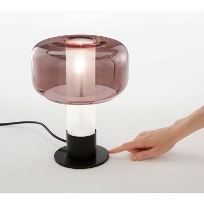 FLICK LAMPADA DA TAVOLO IN VETRO 4 COLORI TOUCH DIMMER DESIGN MODERNO LAMPADINA E14
