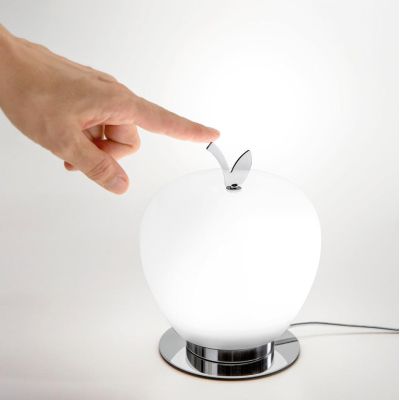 WENDY LAMPADA DA TAVOLO A MELA IN VETRO 4 COLORI TOUCH DIMMER LED 8W LUCE 3000K  MODERNA