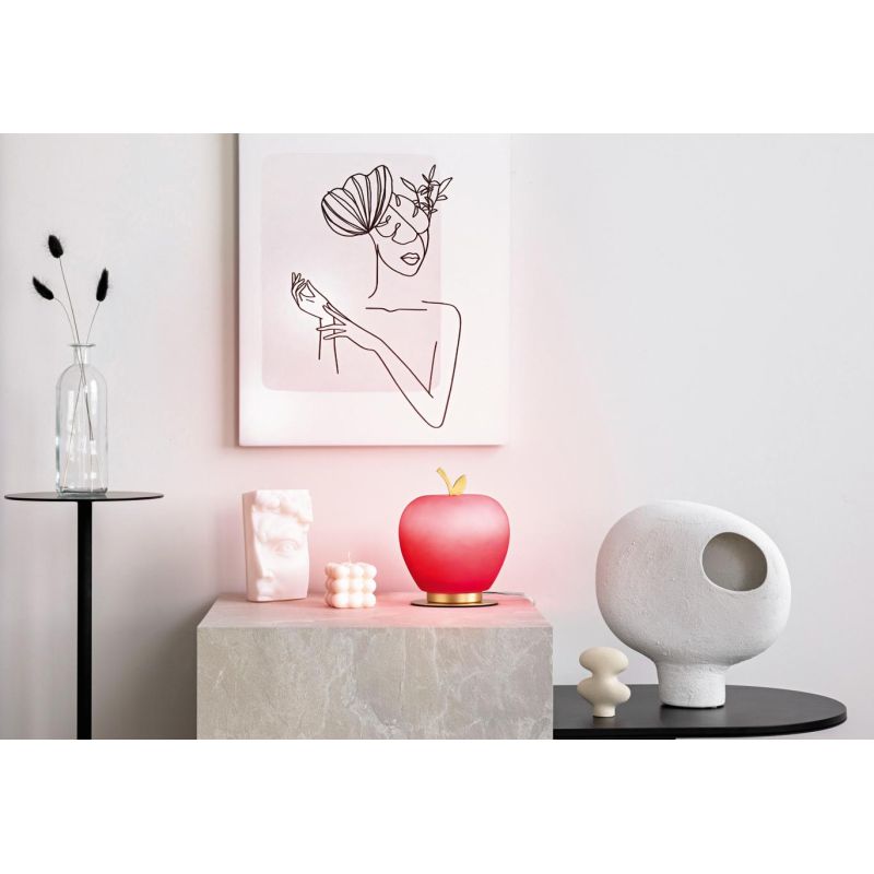 WENDY LAMPADA DA TAVOLO A MELA IN VETRO 4 COLORI TOUCH DIMMER LED 8W LUCE 3000K  MODERNA
