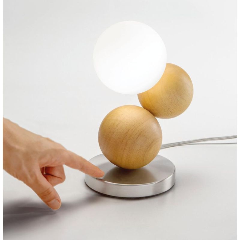 MICKY LUMETTO MODERNO IN METALLO E LEGNO 3 COLORI TOUCH DIMMER LAMPADINA G9 DIMMERABILE INCLUSA