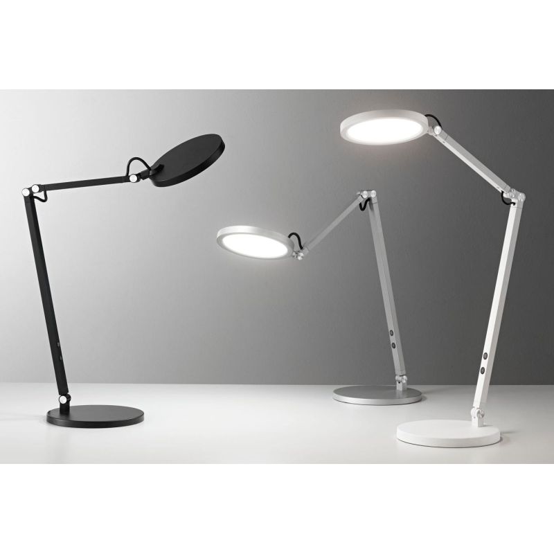 3551-30 REGINA LAMPADA DA TAVOLO MODERNA ORIENTABILE IN METALLO NERO BIANCO ALLUMINIO DI FABAS LUCE Fabas Luce - Cristalensi Sho