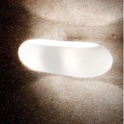 LAMPADA DA PARETE DESIGN MODERNO DALLA FORMA OVALE IN VETRO SOFFIATO BIANCO CRISTALENSI - Cristalensi Shop Online