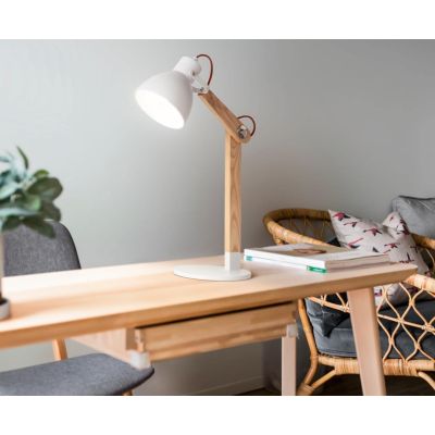 3644-30 SVEVA LAMPADA DA TAVOLO ORIENTABILE IN METALLO E LEGNO NOCE O FRASSINO DI FABAS LUCE Fabas Luce - Cristalensi Shop Onlin