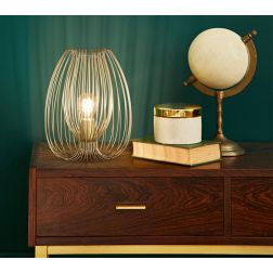 CAMP LAMPADA DA TAVOLO D20 CM VINTAGE DIFFUSORE A GABBIA APERTA METALLO NERO,BIANCO O ORO ATTACCO E27 CRISTALENSI - Cristalensi