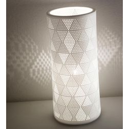 3528-30 MICOL LAMPADA DA TAVOLO O ABAT-JOUR IN CERAMICA BIANCA TRAFORATA DIAMETRO CM10 DI FABAS LUCE Fabas Luce - Cristalensi Sh