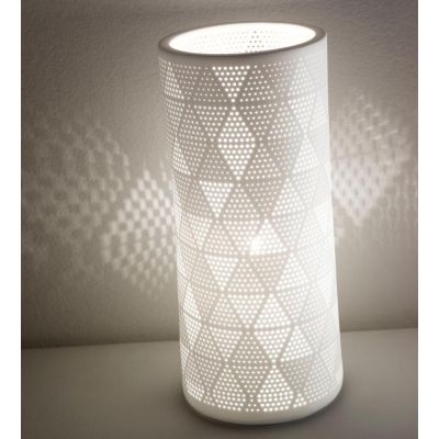 3528-30 MICOL LAMPADA DA TAVOLO O ABAT-JOUR IN CERAMICA BIANCA TRAFORATA DIAMETRO CM10 DI FABAS LUCE Fabas Luce - Cristalensi Sh