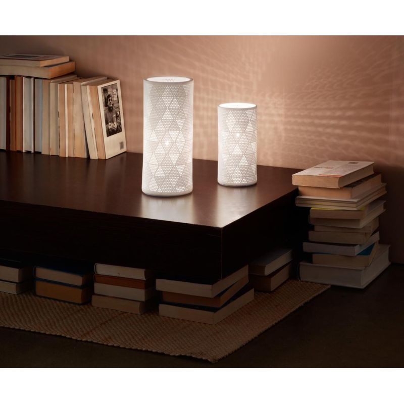 3528-30 MICOL LAMPADA DA TAVOLO O ABAT-JOUR IN CERAMICA BIANCA TRAFORATA DIAMETRO CM10 DI FABAS LUCE Fabas Luce - Cristalensi Sh