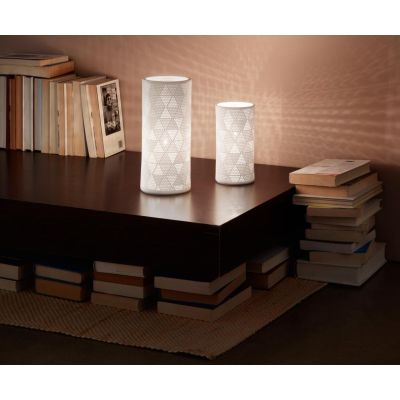 3528-30 MICOL LAMPADA DA TAVOLO O ABAT-JOUR IN CERAMICA BIANCA TRAFORATA DIAMETRO CM10 DI FABAS LUCE Fabas Luce - Cristalensi Sh