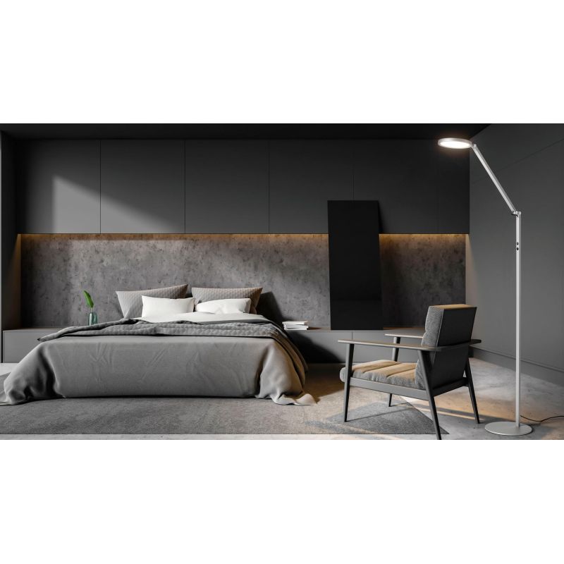 3551-11 REGINA LAMPADA DA TERRA IN ALLUMINIO NERA BIANCA o ALLUMINIO DIMMERABILE DI FABAS LUCE Fabas Luce - Cristalensi Shop Onl