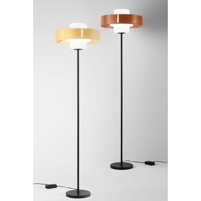 LOTO PIANTANA MODERNA H170 CM IN METALLO E VETRO 3 COLORI LAMPADINA ATTACCO E27