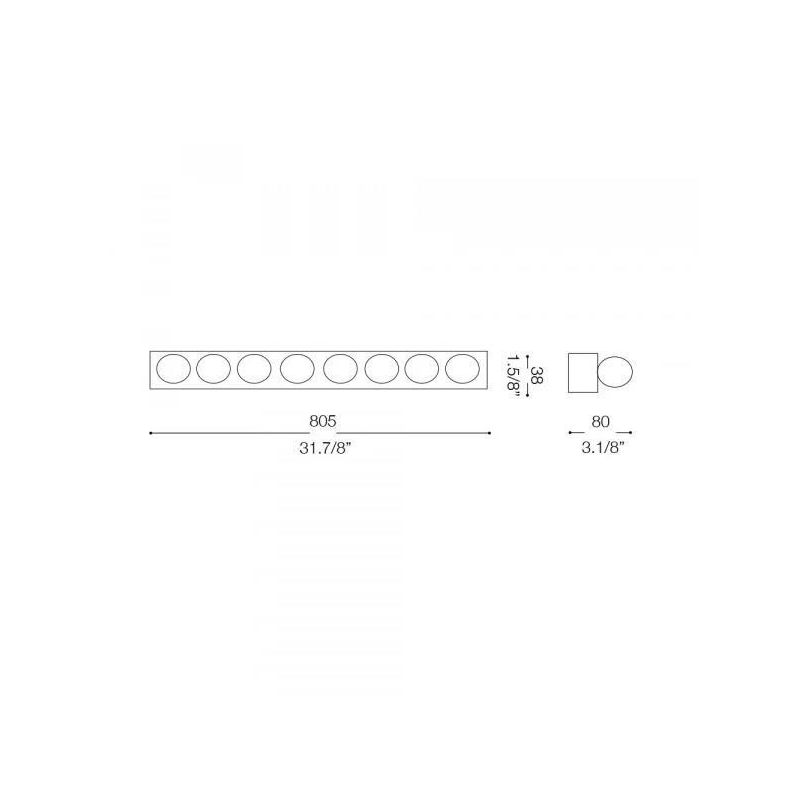 APPLIQUE PER SPECCHIO DA BAGNO CON 8 LUCI IN METALLO NEI COLORI BIANCO O CROMO CRISTALENSI - Cristalensi Shop Online