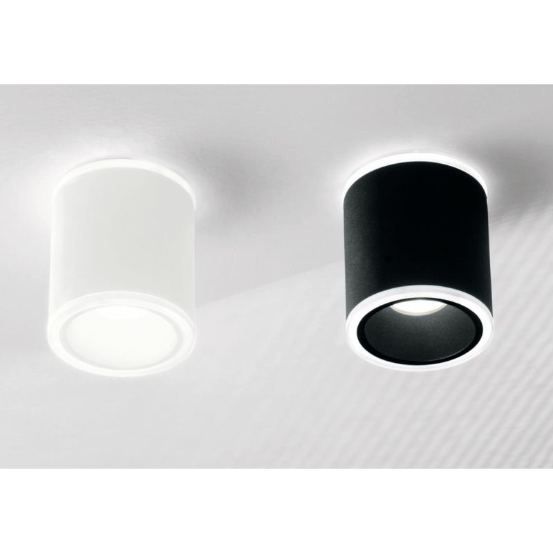 PACA PLAFONIERA SPOT CILINDRO LED 13W LUCE 3000K IP40 BIANCO O NERO LUCE DIFFUSA MODERNA