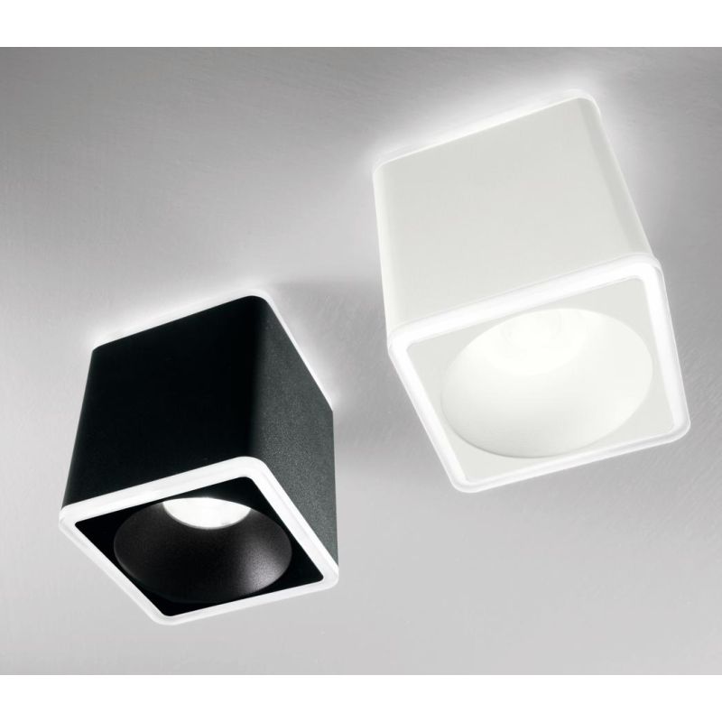 PACA PLAFONIERA SPOT QUADRATA LED 13W LUCE 3000K IP40 BIANCO O NERO LUCE DIFFUSA MODERNA