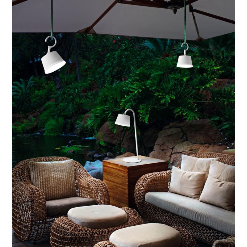 3742-71 ARMANDA LAMPADA PORTABILE MULTIFUNZIONE IP54 CON BATTERIA RICARICABILE NERO,BIANCO O CORTEN Fabas Luce - Cristalensi Sho