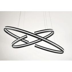 SOSPENSIONE A 2 ANELLI IN 2 MISURE ALLUMINIO NERO LED INTEGRATO LUCE 3000K O 4000K