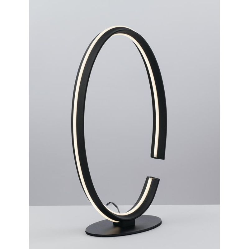 LAMPADA DA TAVOLO OVALE IN ALLUMINIO NERO LED 20W LUCE 3000K O 4000K DESIGN MODERNO