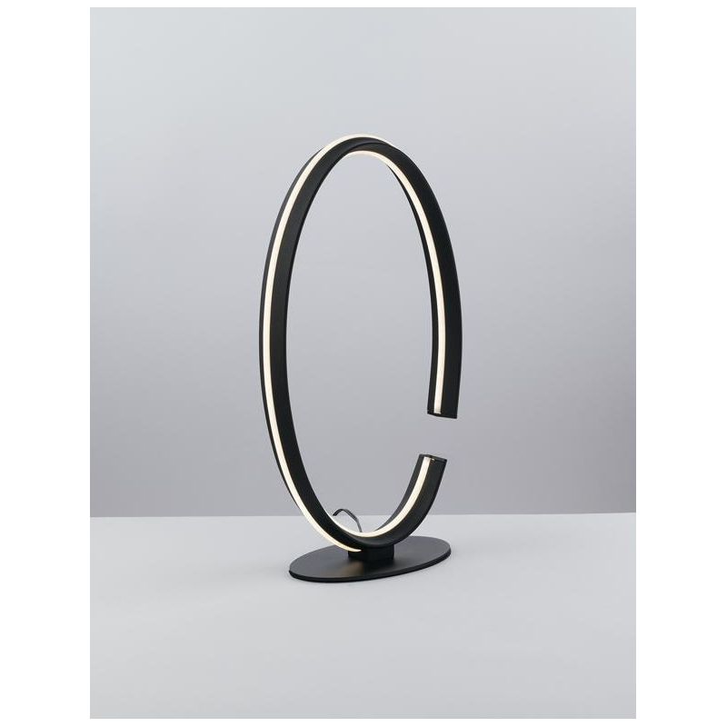 LAMPADA DA TAVOLO OVALE IN ALLUMINIO NERO LED 20W LUCE 3000K O 4000K DESIGN MODERNO