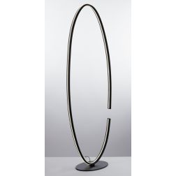 LAMPADA DA TERRA OVALE IN ALLUMINIO NERO LED 25W LUCE 3000K O 4000K DESIGN MODERNO