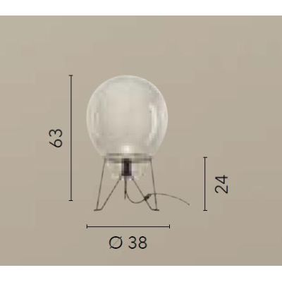 LAMPADA DA TERRA NERA CON DIFFUSORE IN VETRO SOFFIATO TRASPARENTE D38 E D50 CM MODERNA